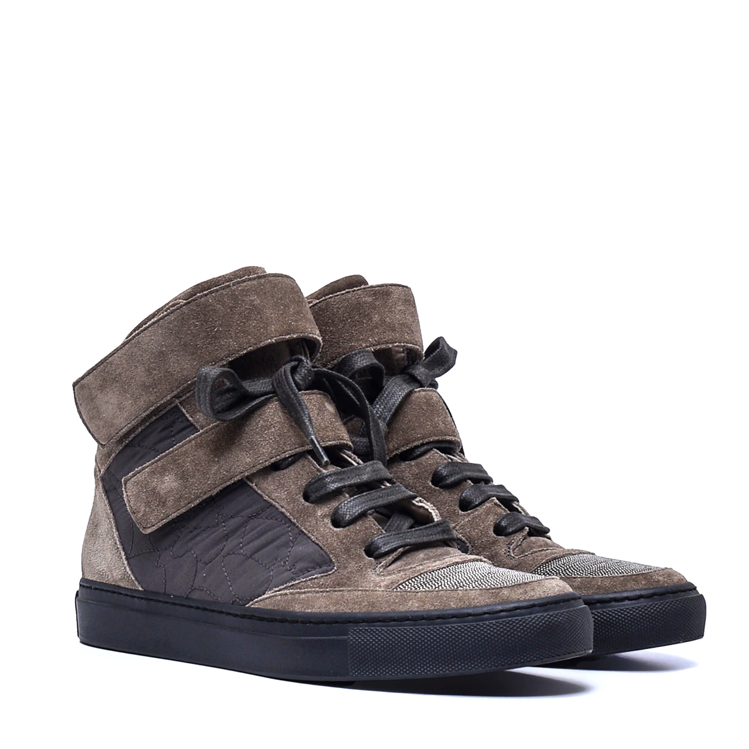 Brunello Cucinelli - Grey Suede Icon Stone Ankle Sneakers /  37